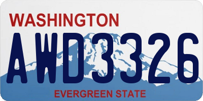 WA license plate AWD3326