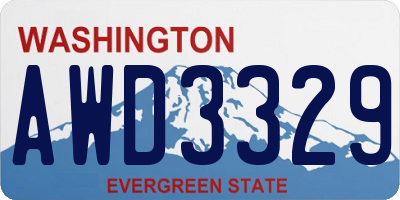 WA license plate AWD3329