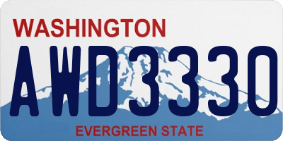 WA license plate AWD3330