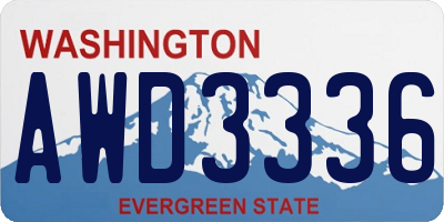WA license plate AWD3336