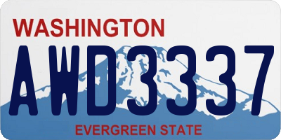 WA license plate AWD3337