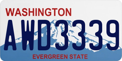 WA license plate AWD3339