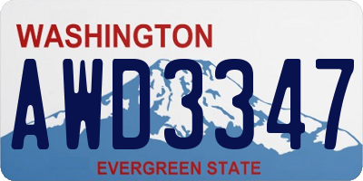 WA license plate AWD3347