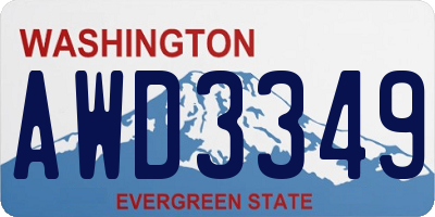 WA license plate AWD3349