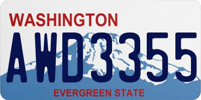 WA license plate AWD3355