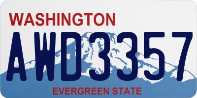 WA license plate AWD3357