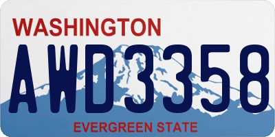 WA license plate AWD3358