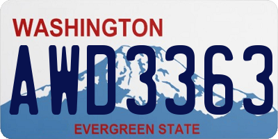 WA license plate AWD3363