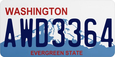 WA license plate AWD3364