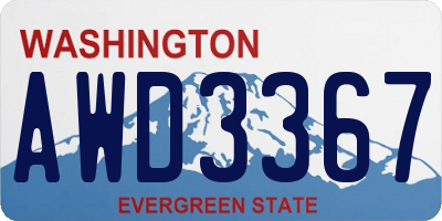 WA license plate AWD3367