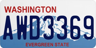 WA license plate AWD3369