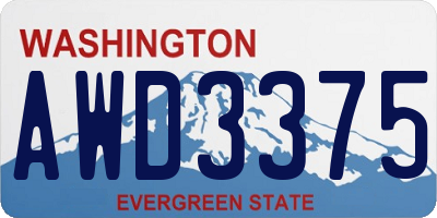 WA license plate AWD3375
