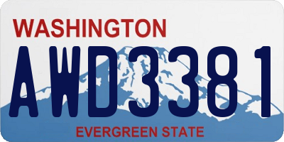 WA license plate AWD3381