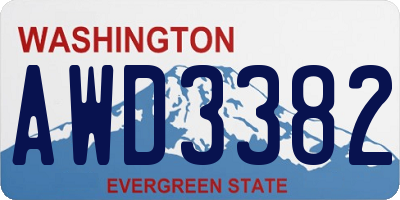 WA license plate AWD3382