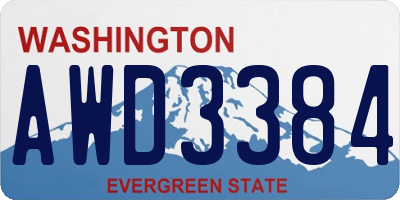 WA license plate AWD3384