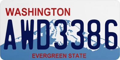 WA license plate AWD3386