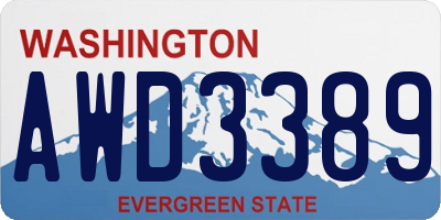 WA license plate AWD3389