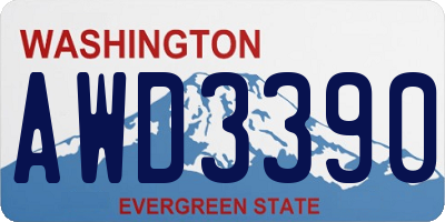 WA license plate AWD3390