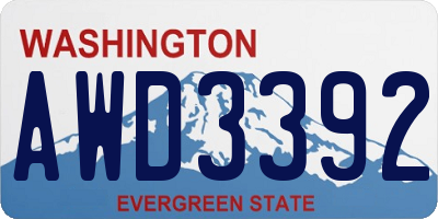 WA license plate AWD3392