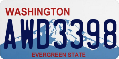 WA license plate AWD3398