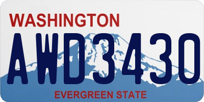 WA license plate AWD3430