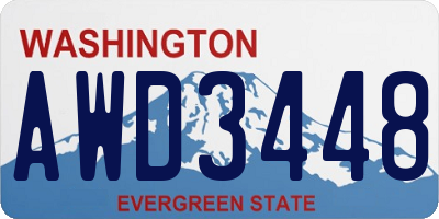 WA license plate AWD3448