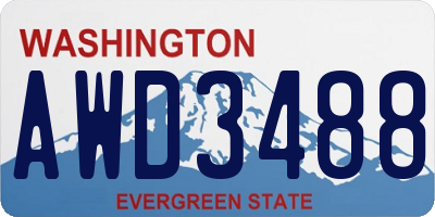WA license plate AWD3488