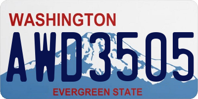 WA license plate AWD3505