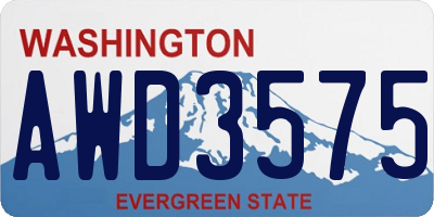 WA license plate AWD3575
