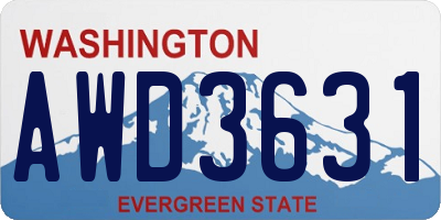 WA license plate AWD3631