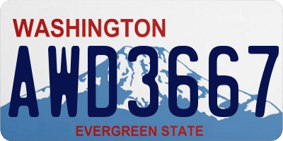 WA license plate AWD3667