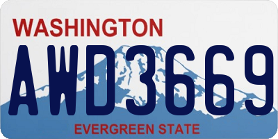 WA license plate AWD3669