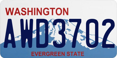 WA license plate AWD3702
