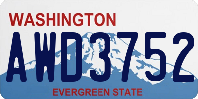 WA license plate AWD3752