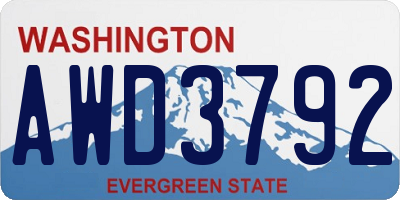 WA license plate AWD3792