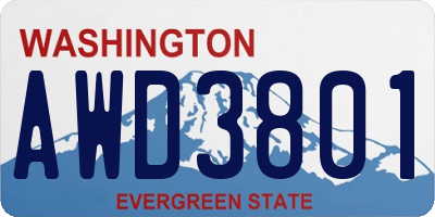 WA license plate AWD3801