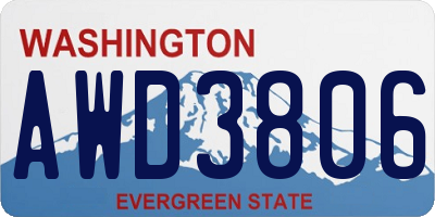 WA license plate AWD3806