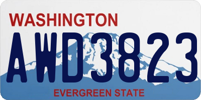 WA license plate AWD3823