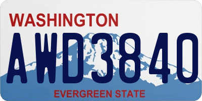 WA license plate AWD3840