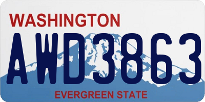 WA license plate AWD3863