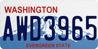WA license plate AWD3965