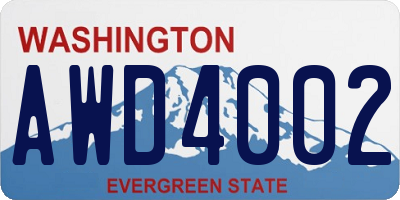 WA license plate AWD4002