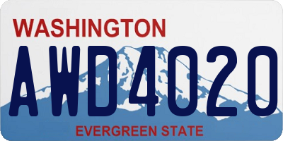 WA license plate AWD4020