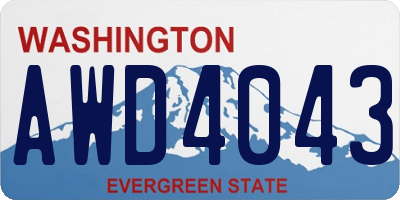 WA license plate AWD4043