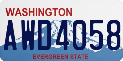 WA license plate AWD4058