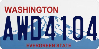 WA license plate AWD4104