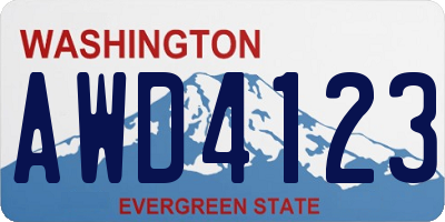 WA license plate AWD4123