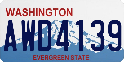 WA license plate AWD4139