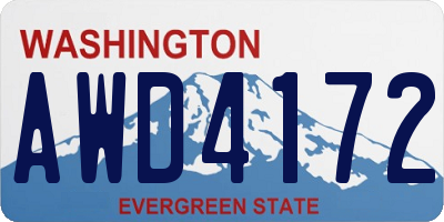 WA license plate AWD4172