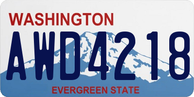 WA license plate AWD4218